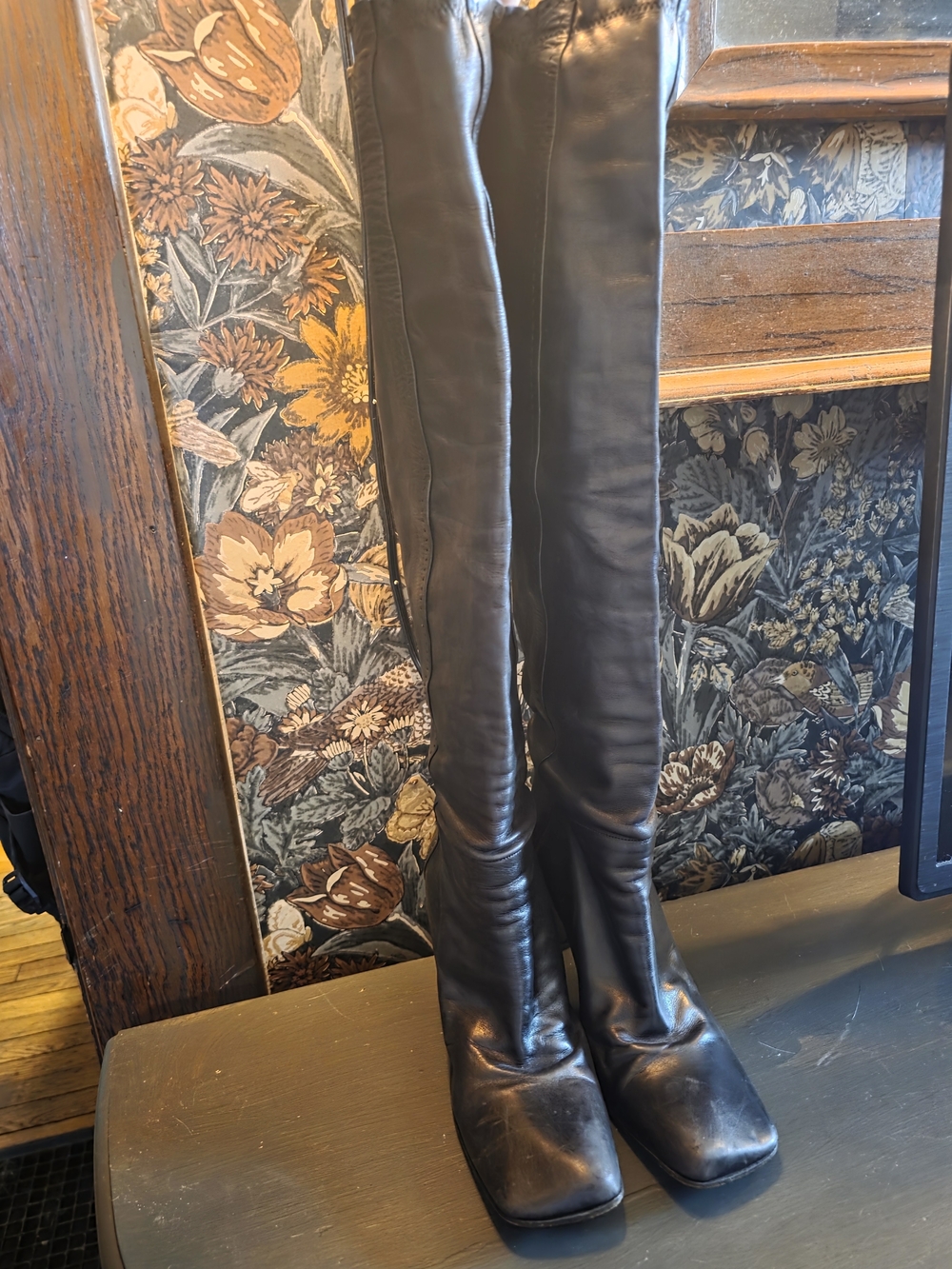 Black Over-the-Knee Leather Boots